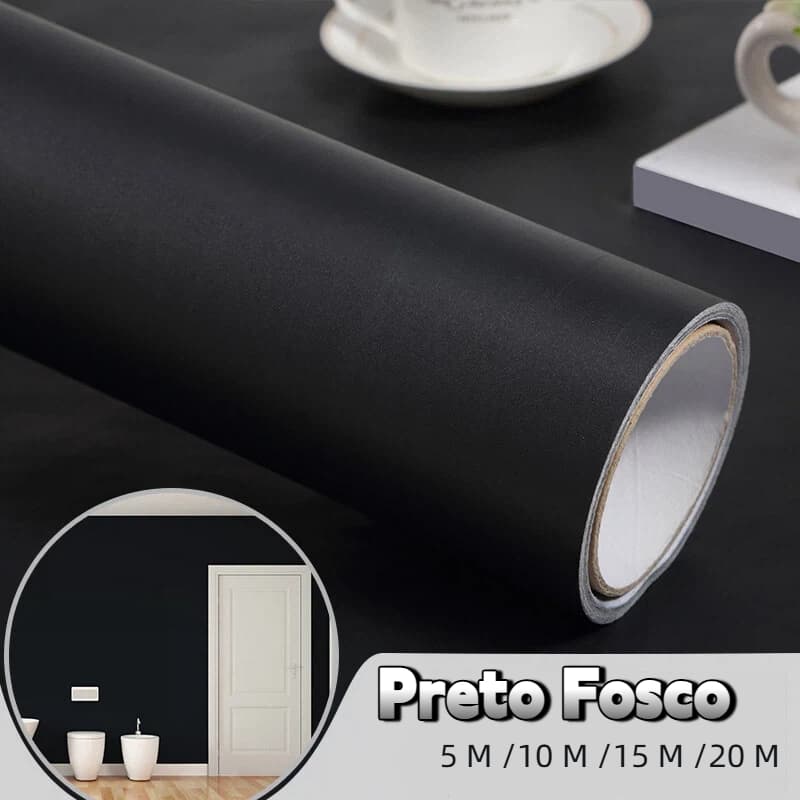 Papel Contact Adesivo 5/10/15/20 Metros Preto Fosco Lavável Promoç