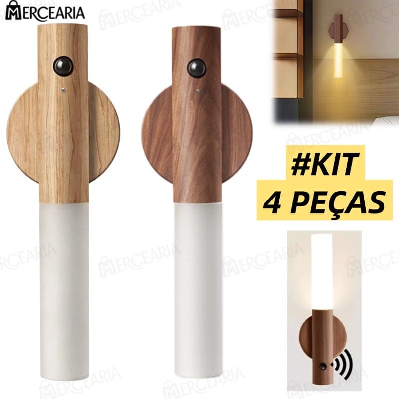 Luz De LED Noturna TYPE-C Magnética De Madeira Sem Fio De Moda Simples Brilho Multifuncional Ajustável Em Três Cores -MC