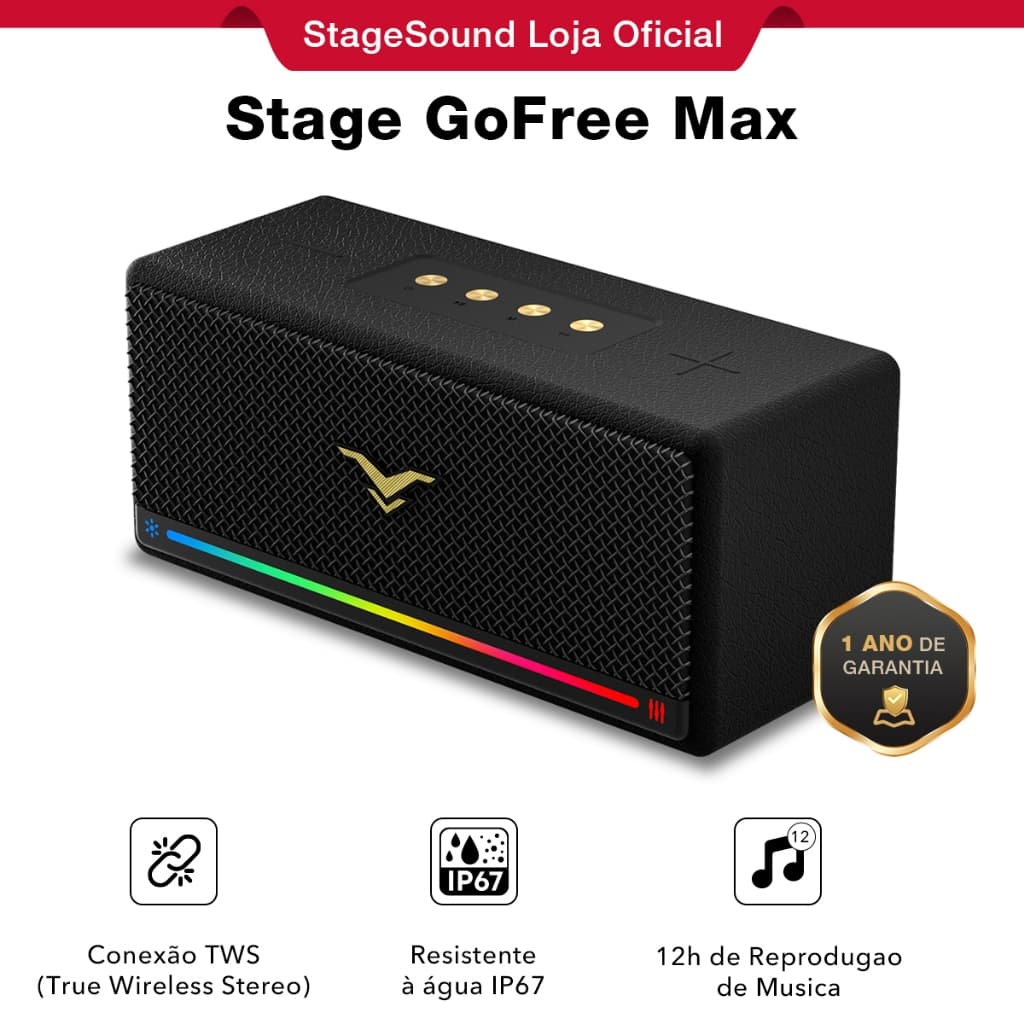 Caixa de Som Bluetooth 80W IP67 TWS Estéreo LED Portátil Impermeável para Festa – Envio Brasil