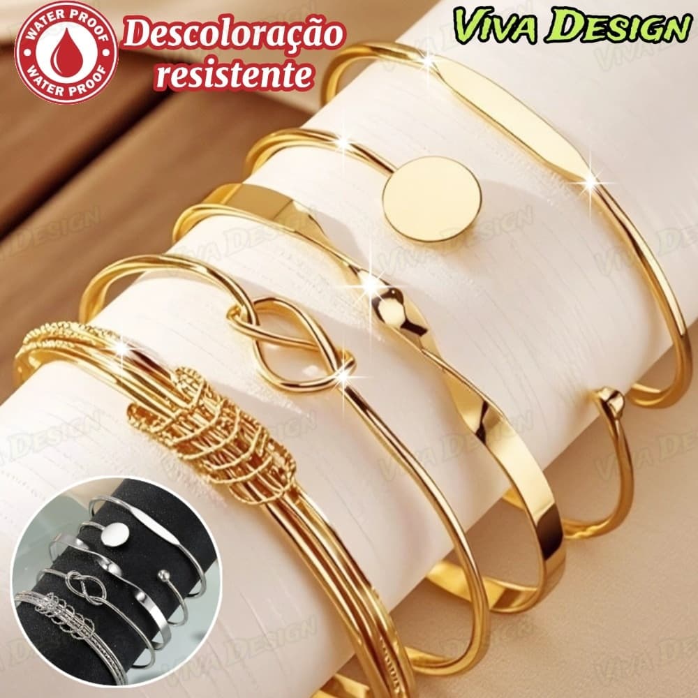 Conjunto De Pulseira De Torção Geométrica 5 Peças Para Mulheres Minimalista Empilhável Presente De Joias Da Sorte
