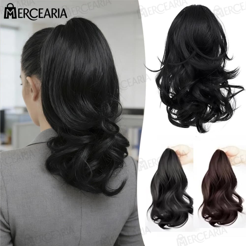 Extensão De Rabo De Cavalo Longo E Encaracolado – Peruca De Grampo De Cabelo Com Cordão Macio Para Mulheres Estilo Segur