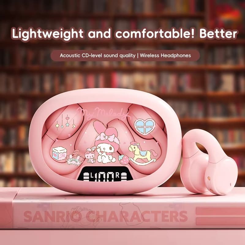 Fones De Ouvido Sem Fio Com Clipe , Design De Desenho Animado , Display Digital Inteligente , Ajuste De Volume Seguro E