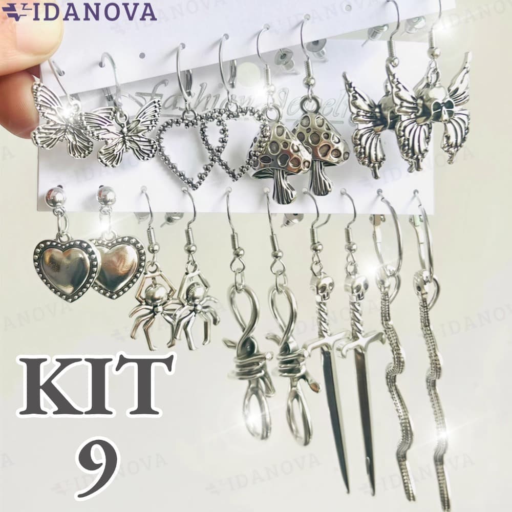 Moda Brincos Ocos De Borboleta Cobra 18pcs Conjunto De Spider Skull Sword Halloween Acessórios Para Jóias Mulheres-VN