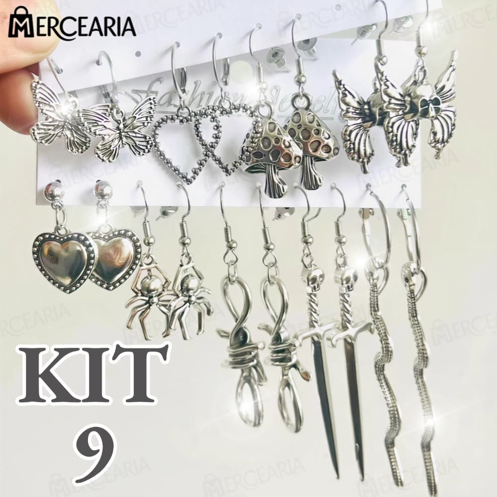 Moda Brincos Ocos De Borboleta Cobra 18pcs Conjunto De Spider Skull Sword Halloween Acessórios Para Jóias Mulheres-MC