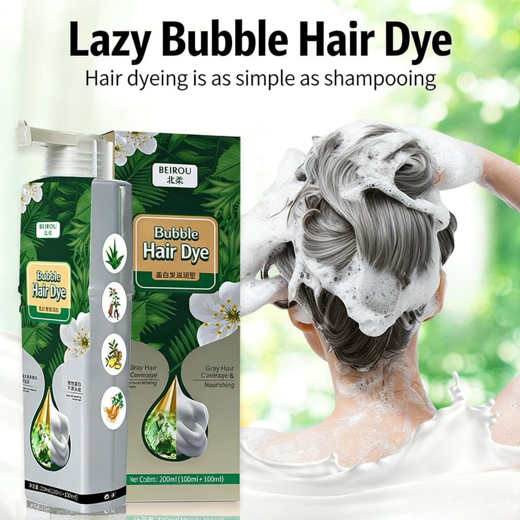 Shampoo Preto Com Bolha De Tintura De Cabelo 200ml-Cor Natural Permanente De Planta Cobrir Cabelos Grisalhos