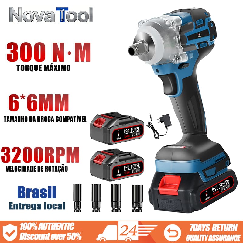 Chave De Impacto Parafusadeira Reforçada Portátil 1/2" 21v Carregador Bivolt（ 17 /19 /21 /22）