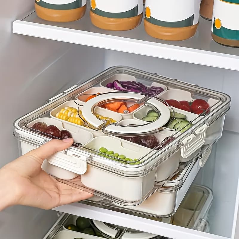 Pote Acrílico Luxo Multiuso Com 4 Ou 8 Divisórias Para Frutas Legumes Carnes E Ovos Transparente