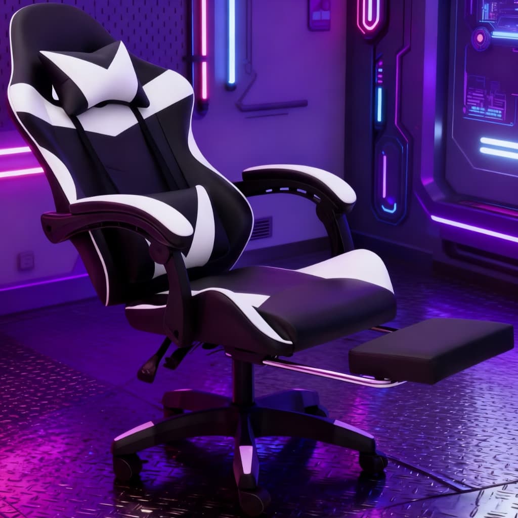 Cadeira Gamer E Escritorio Ergonômica Tecido Em Couro Encosto Regulável Com apoio Para Pés,Reclinável 135°