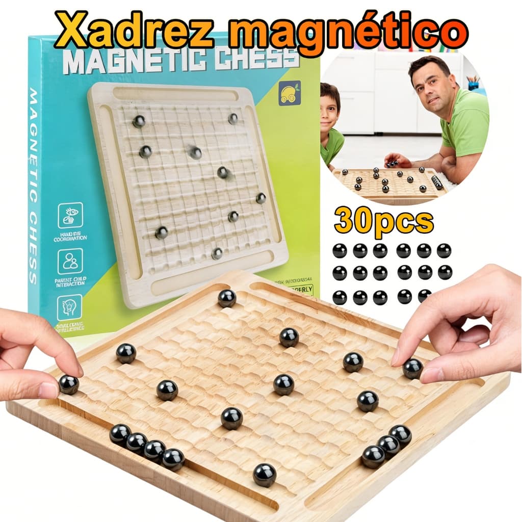 Xadrez internacional magnético infantil portátil de madeira com 30 peças de jogo,Jogos de tabuleiro interativos