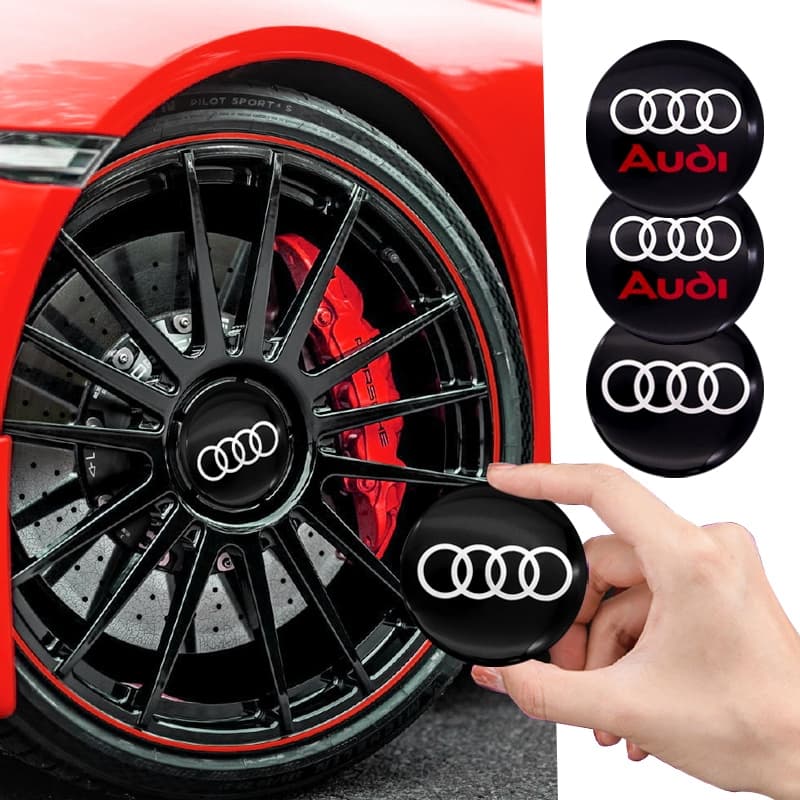 4pcs 56mm Tampa Do Cubo Da Roda Carro Emblema Decalque Adesivo Para Audi