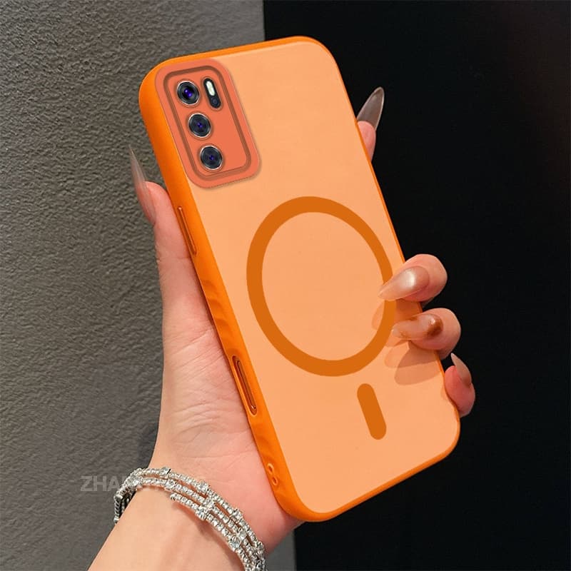 Capa Para Realme C71 C75 De Telefone Resistente A Colisão De Cor Avançada Com Anel De Sucção Magnética Estética Da Mesma