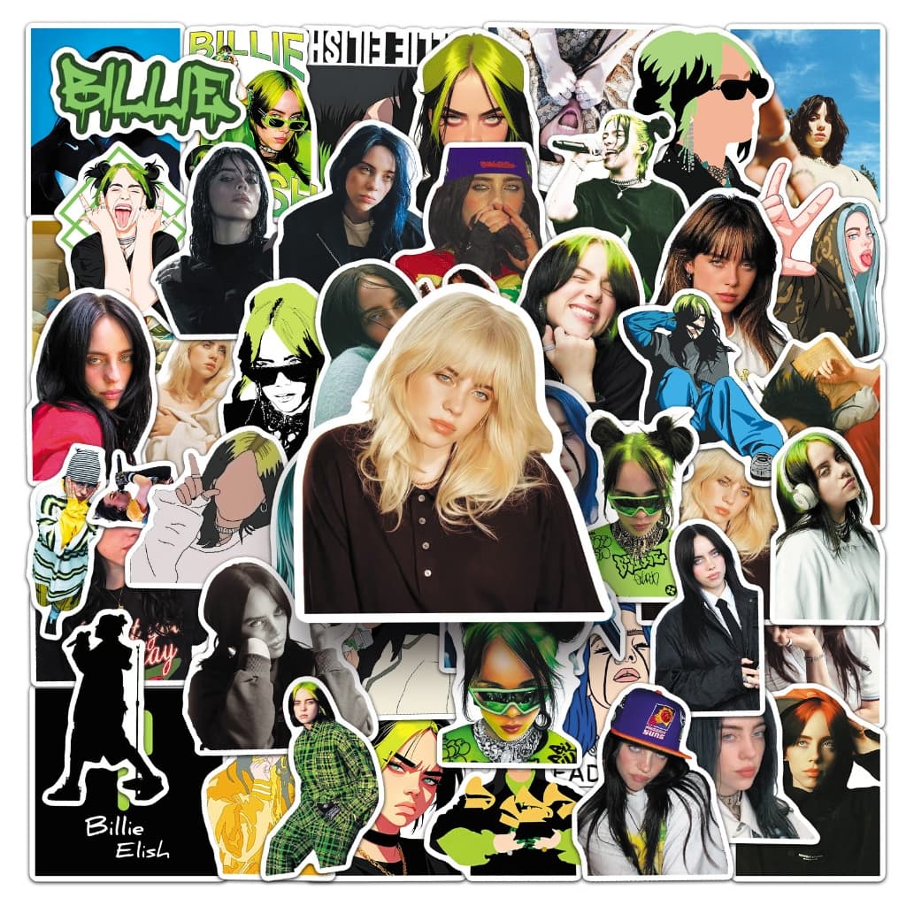 50 Pçs Bonito Billie Eilish Adesivos À Prova Dwaterproof Água Para Tumbler Portátil Caso Do Telefone De Carro Graffiti C