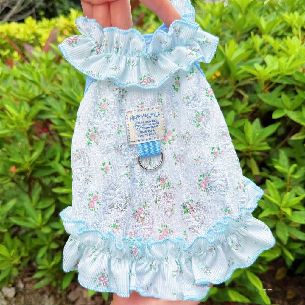Vestido De Princesa Floral De Verão Fofo Para Cães Pequenos-Roupa De Cachorrinho Leve E Respirável