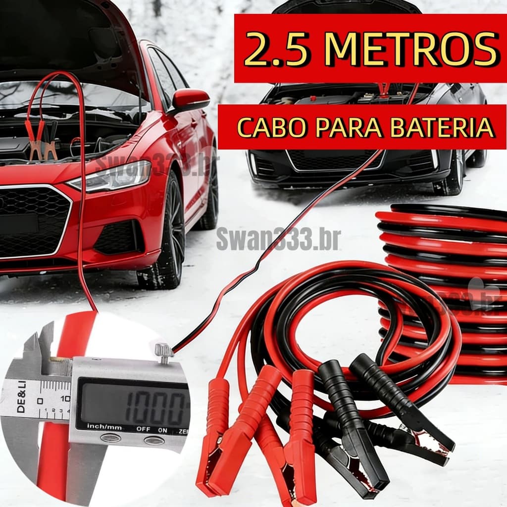 Cabo de Chupeta Para Bateria de Carro Moto 1.500 Amperes 2.5 Metros profissional