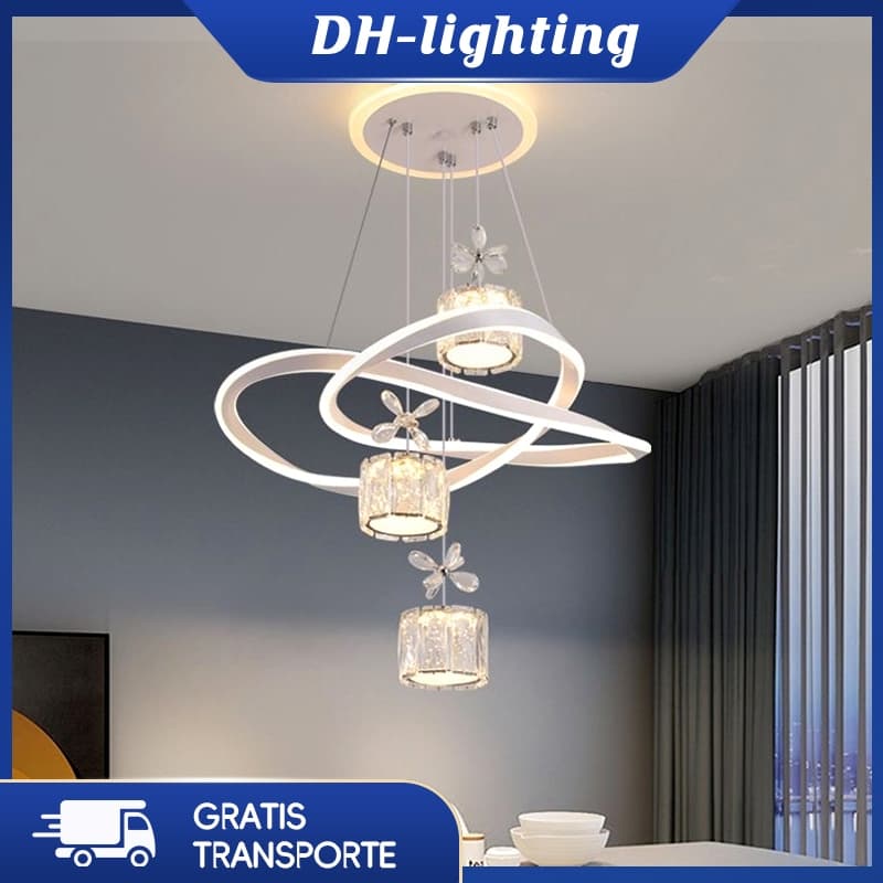 (Com LED) Moderno E Minimalista Nórdico Restaurante Lustre Quarto De Cristal