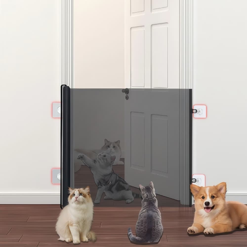 Portão Tela Segurança Bebês Pets Cercadinho Grade Retrátil 110*78/130*78cm