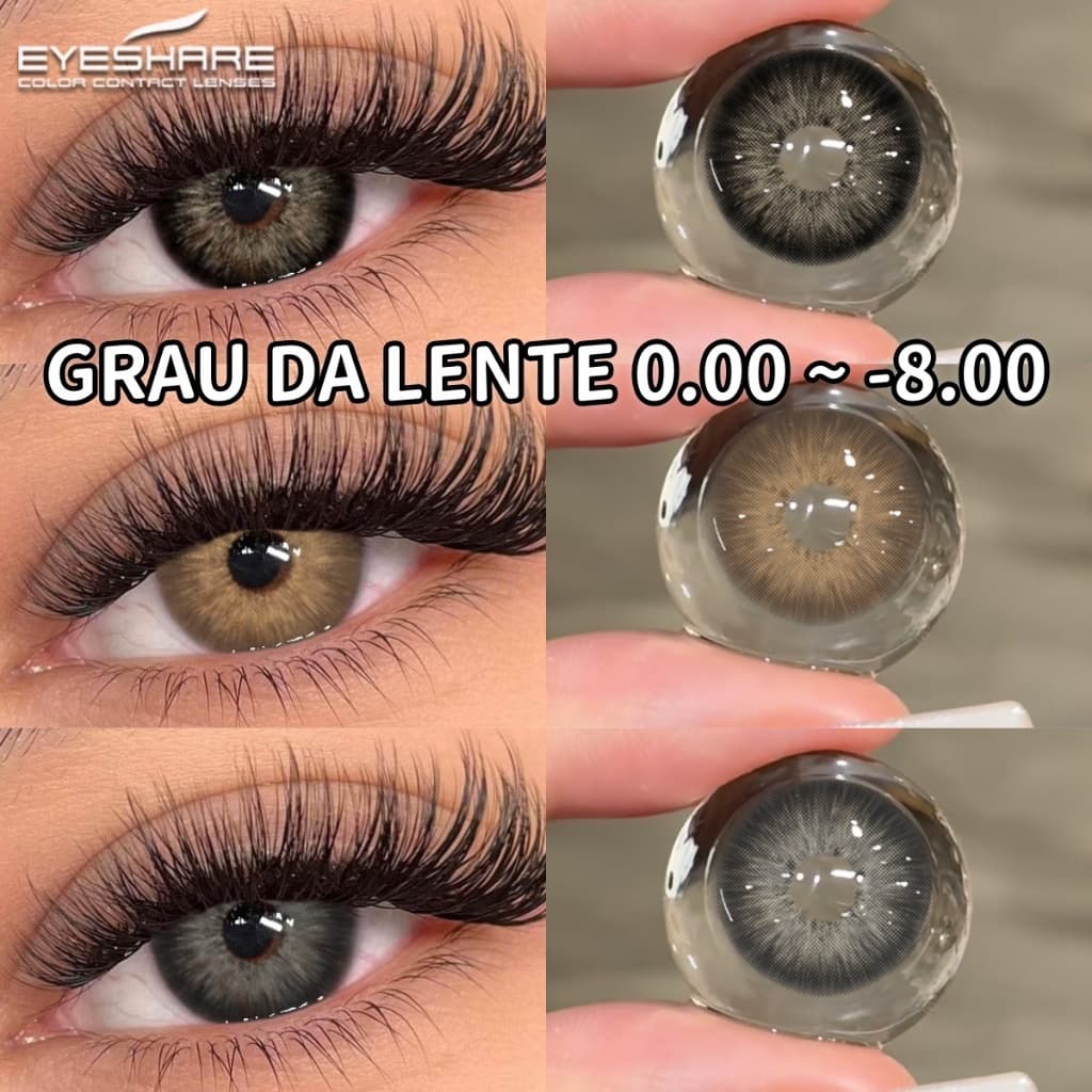 Lente De Contato De Grau Eyeshare Pattaya-1.00-8.00 Cores Naturais Marrom Cinza Preto Olhos De Boneca 2 Peças Softlens
