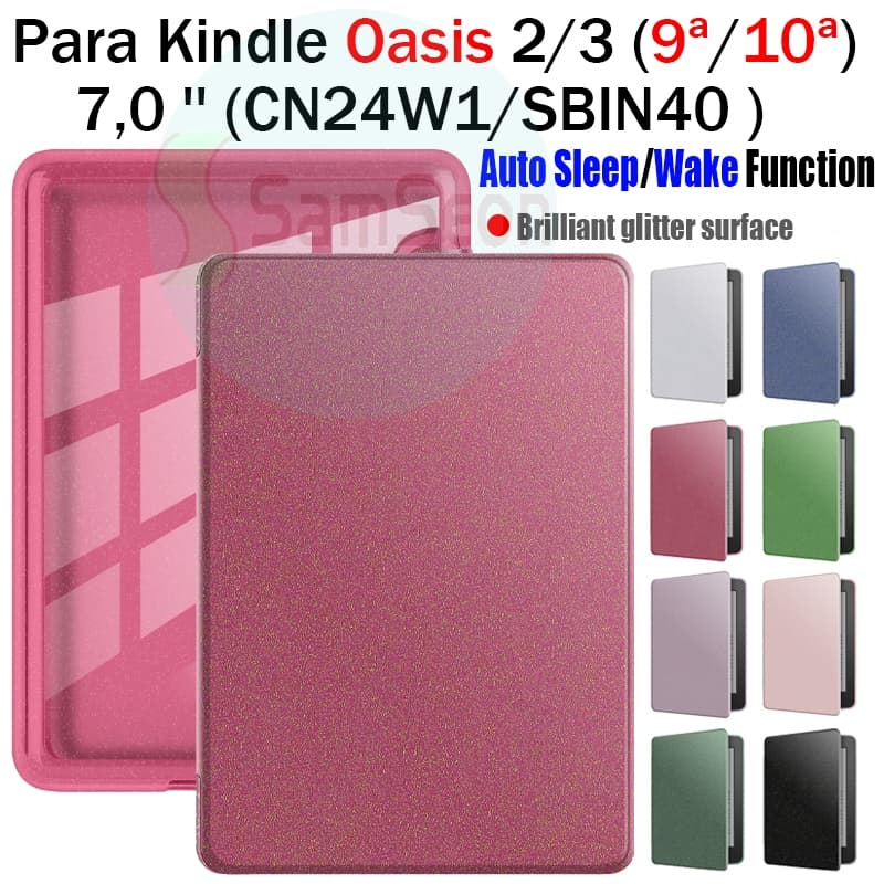 Para Kindle Oasis 2/3 (9th 10th) 7.0'CN24W1/SBIN40 Novo Glitter Acrílico Auto Sono E-book Caso De Couro