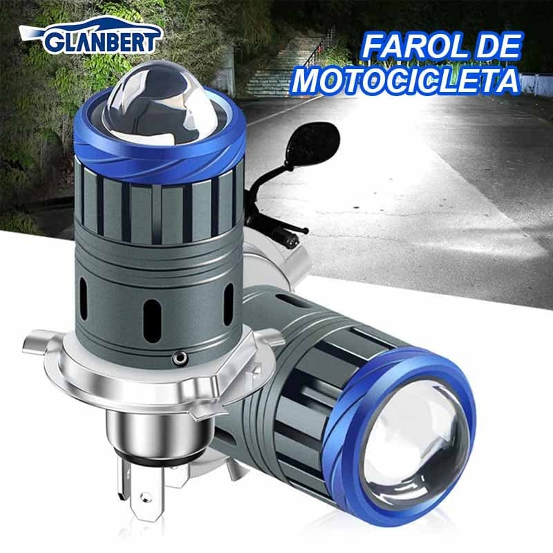 Lâmpada De Lente De Farol De Motocicleta H4 BA20D Feixe Hi-Lo H6 HB2 Moto LED Projetor Branco Amarelo