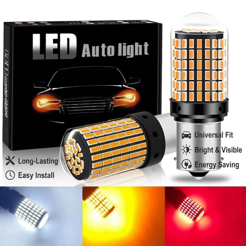 2 Pçs Carro LED Luz De Sinal S25 1156 BA15S P21W BAU15S PY21W 1157 BAY15D 3014 144 SMD Canbus Lâmpadas
