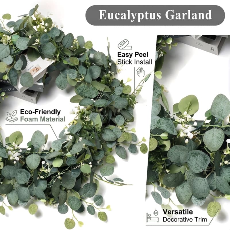 Planta Artificial Da Videira Do Eucalipto , Guirlanda Realista Vegetação Para A Decoração Casa Casamento E Festa