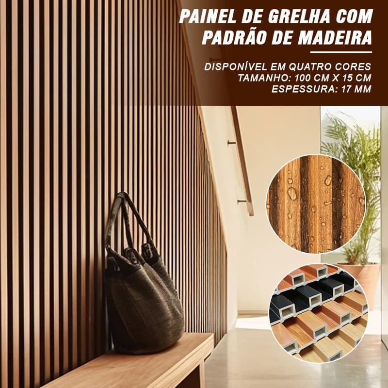 Kit 10/20/30 Placas Painel Ripado Carvalho Decorativo 100x15cm 17mm WPC Revestimento Decorativo Parede Sala Quarto