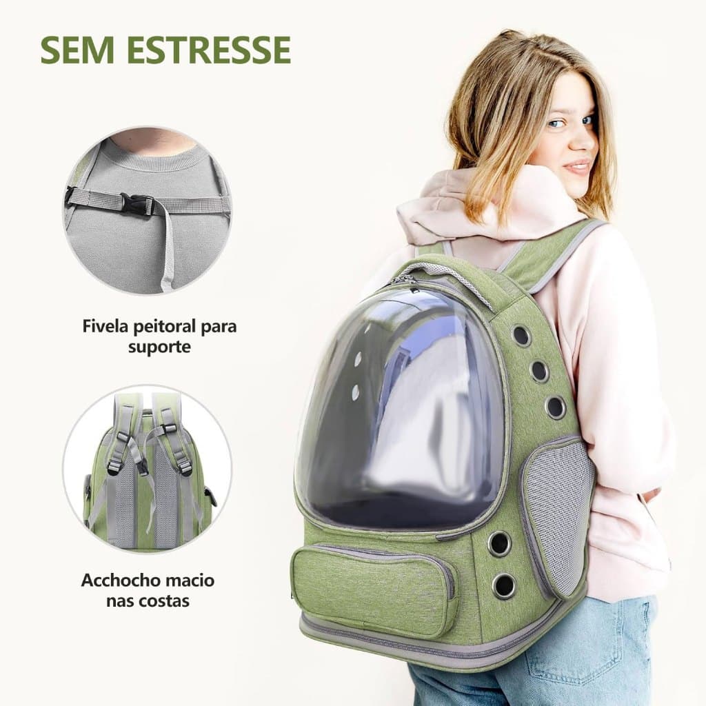 Mochila Pet Visão Panorâmica Astronauta Cachorro Gato Cão