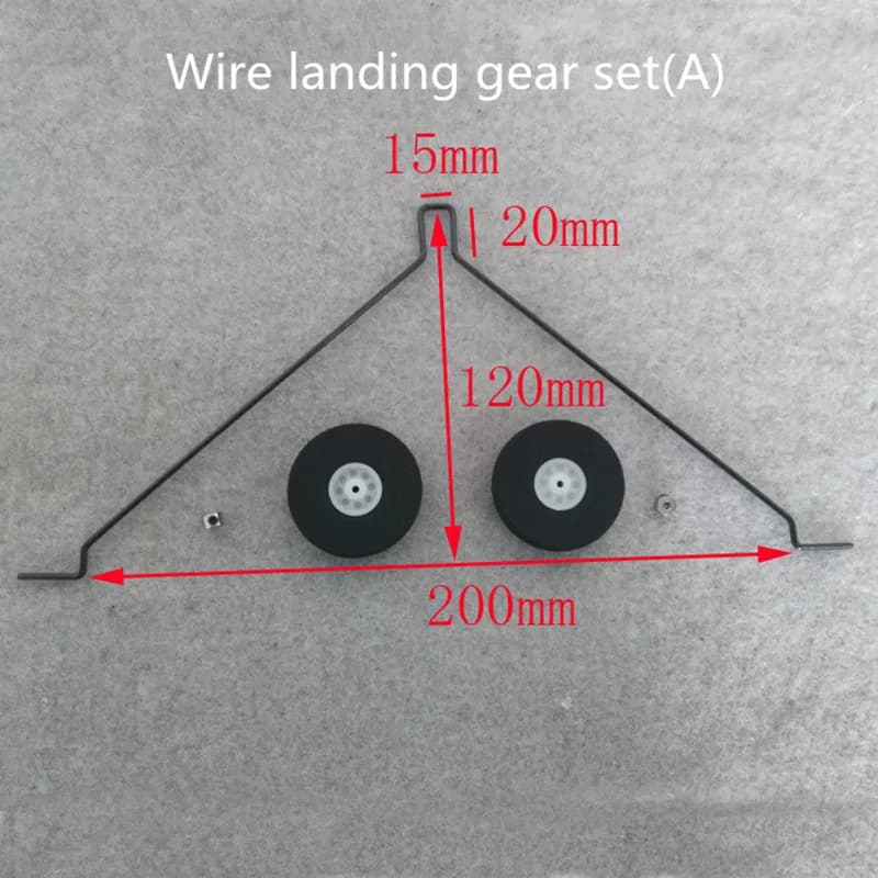 Kit Trem de Pouso Arame Aço com Roda Espuma e Suporte - para Aeromodelo EPP 3D KT RC Montagem