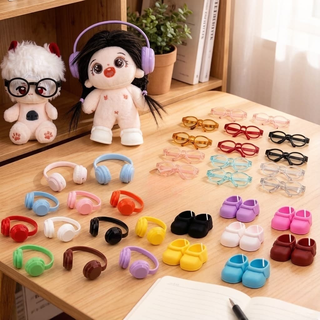 Sapatos de boneca de algodão de 10 cm Óculos Acessórios para fone de ouvido DIY Wear Decoração de boneca