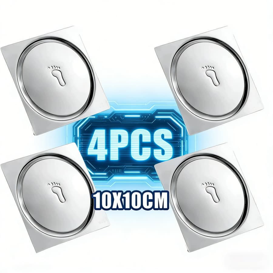 Kit 1/2/4 Peças - Ralo Click Up Inteligente Quadrado Novo Banheiro Moderno 10cm Aço Inox