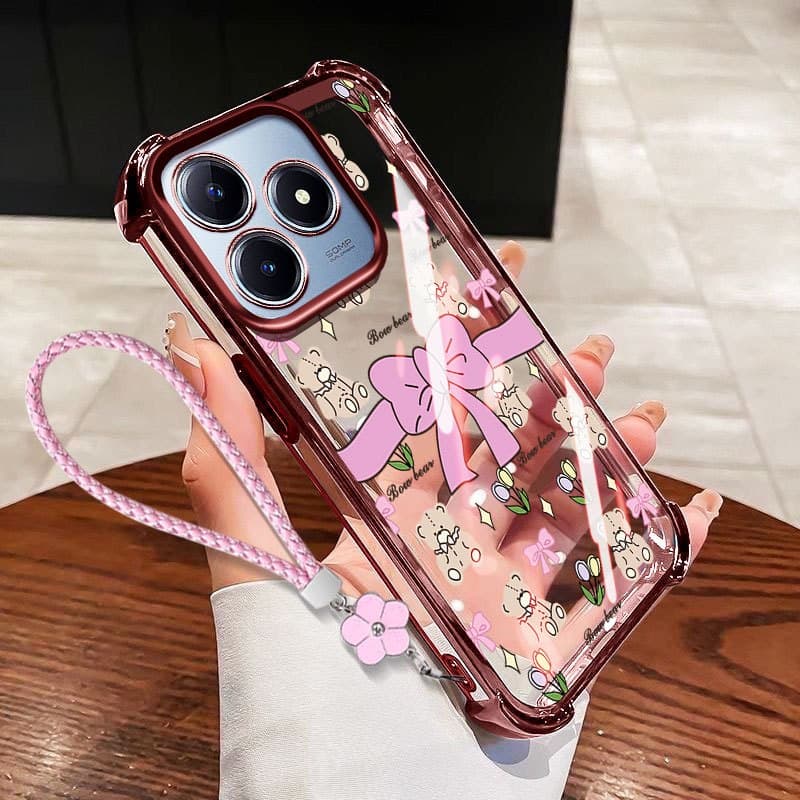 Capa VRQR Para Oppo Realme C53 C51 C63 C61 Note 50 60X 60 70T 70 80 4G Narzo N53 N63 N61 Pequeno Arco Fresco Transparent
