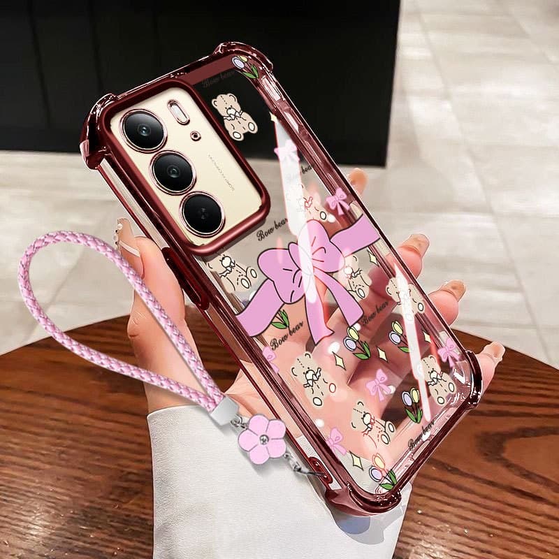 Capa VRQR Para Oppo Realme C85 C83 C75X C75 C71 C100 4G 5G Pequeno Arco Fresco Transparente Anti Gota Caso De Telefone C