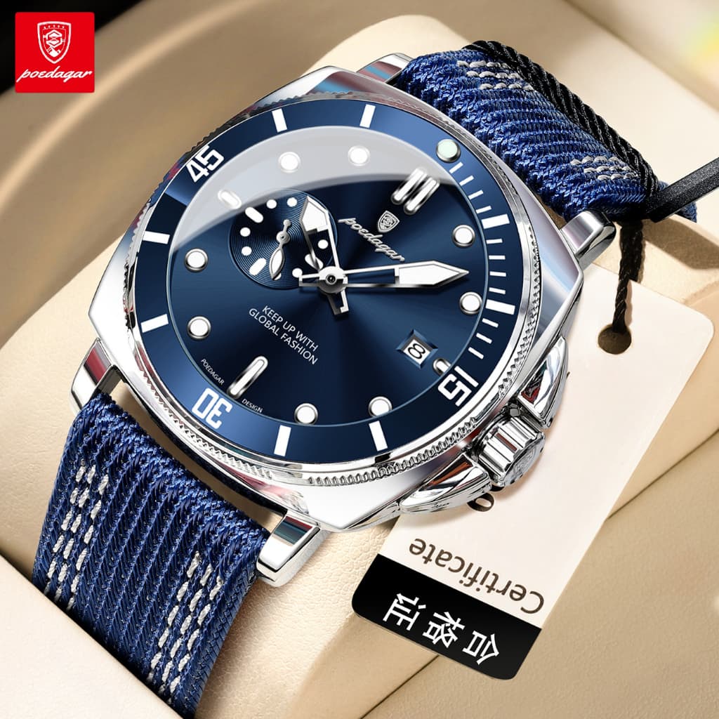 Relógio Masculino POEDAGAR Luxury Diver | 30M À Prova D'água Vidro Safira De Pulso De Quartzo