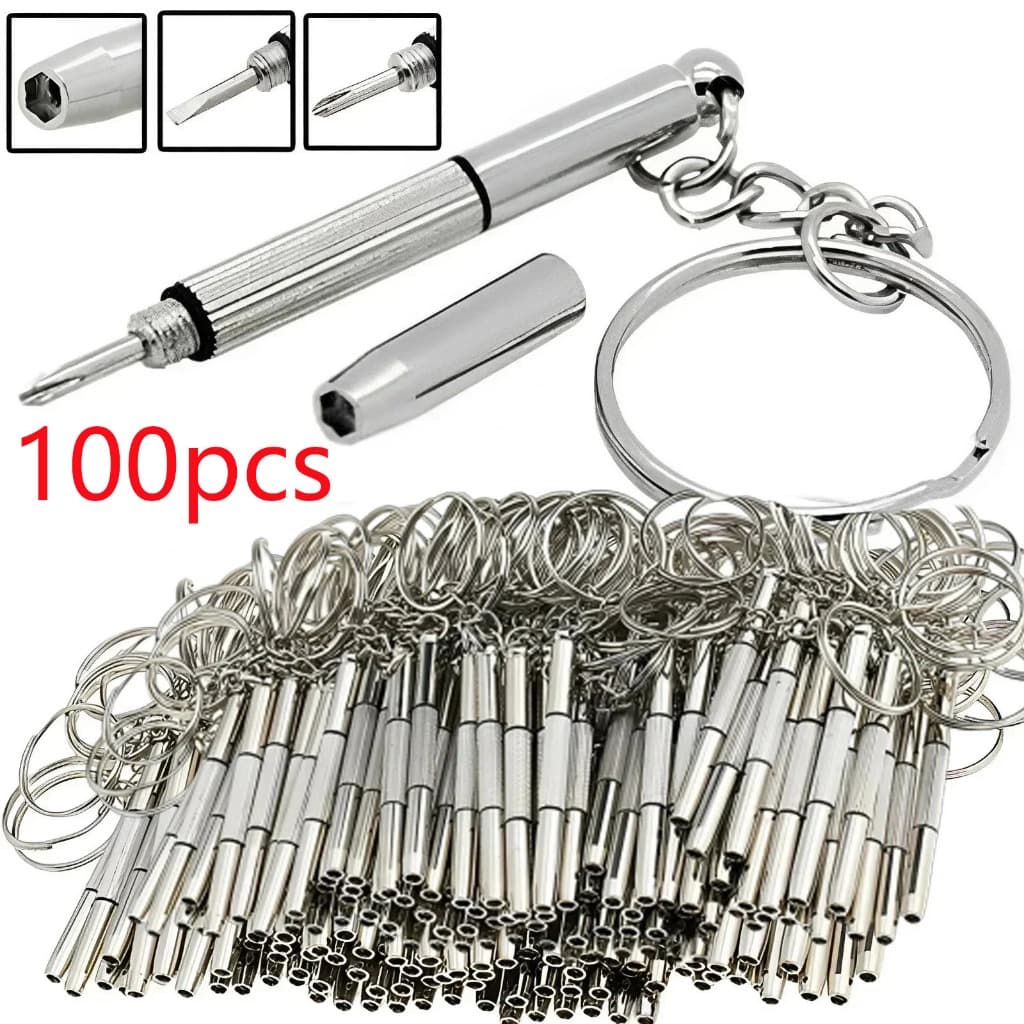 Um Conjunto De Kit De Chave De Fenda De Óculos 3 Em 1 Com Chaveiro , Ferramentas Portáteis DIY Para Reparos E Relógios