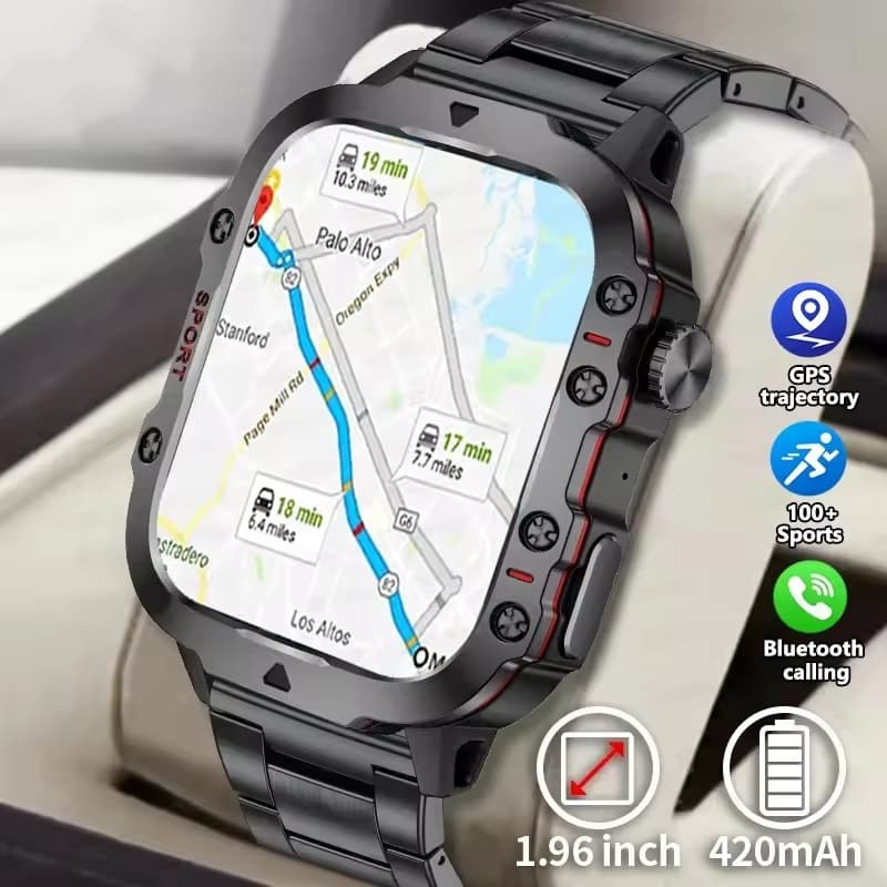 Novo GPS Relógio Inteligente Masculino AMOLED Tela HD Freqüência Cardíaca Bluetooth Chamada 5ATM À Prova Dwaterproof Águ
