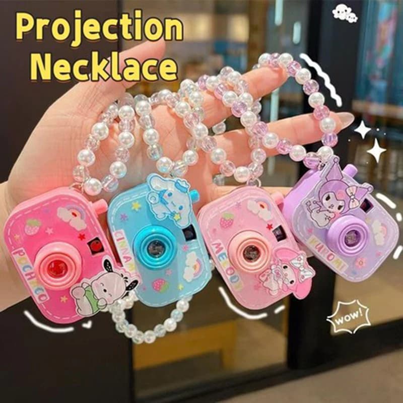 Colar De Contas De Pérola De Desenho Animado Infantil , Joias Com Pingente De Projetor Em Forma De Câmera De Brinquedo