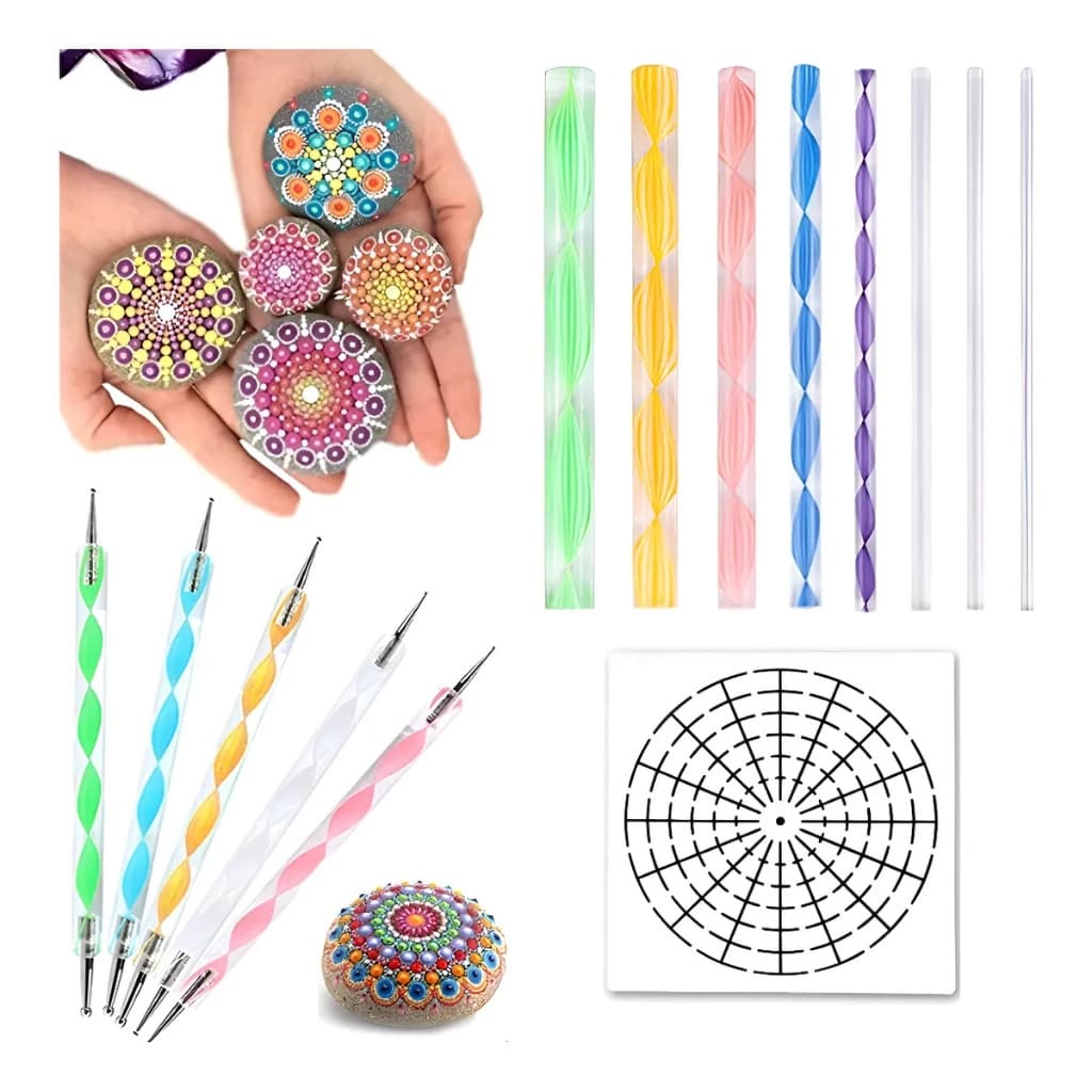 Kit 13 Boleadores Para Pontilhismo C/ Gabarito Mandala