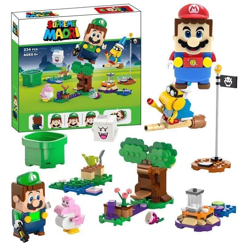 700 PCS Lego Boy Blocos de Construção Aventura com Luigi Minifigura Conjunto Crianças Brinquedo Montado Presente