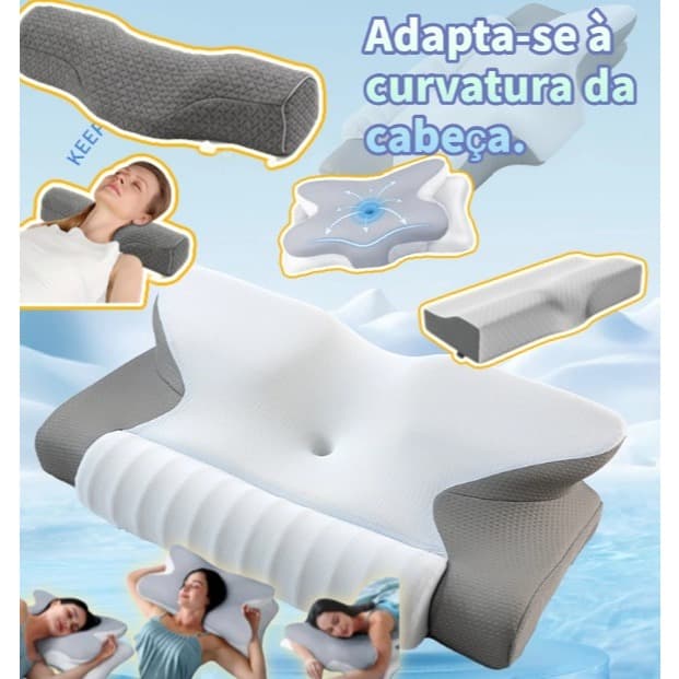 Travesseiro ortopédico borboleta cervical para combate a dores na coluna, dores de cabeça - viscoelastico fronha lavável