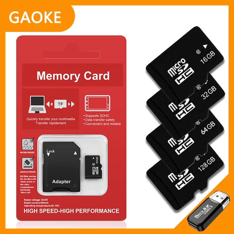 Cartão de memória SD em miniatura à prova d'água + leitor de cartão, memória de alta velocidade classe 10 de 8 GB-512 GB