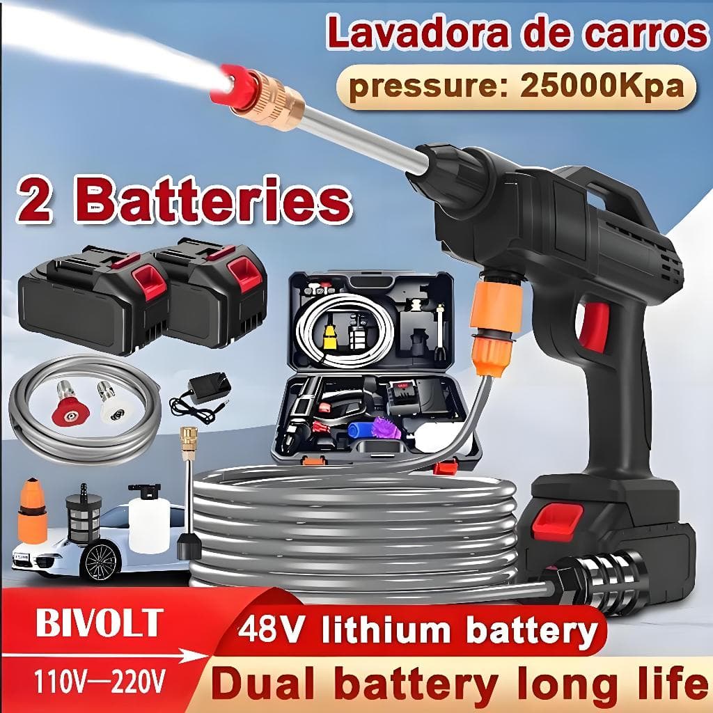 Lavadora de Alta Pressão Portátil Recarregável Para Carros E Jardins Linha Premium Pistola Lava Jato Profissional