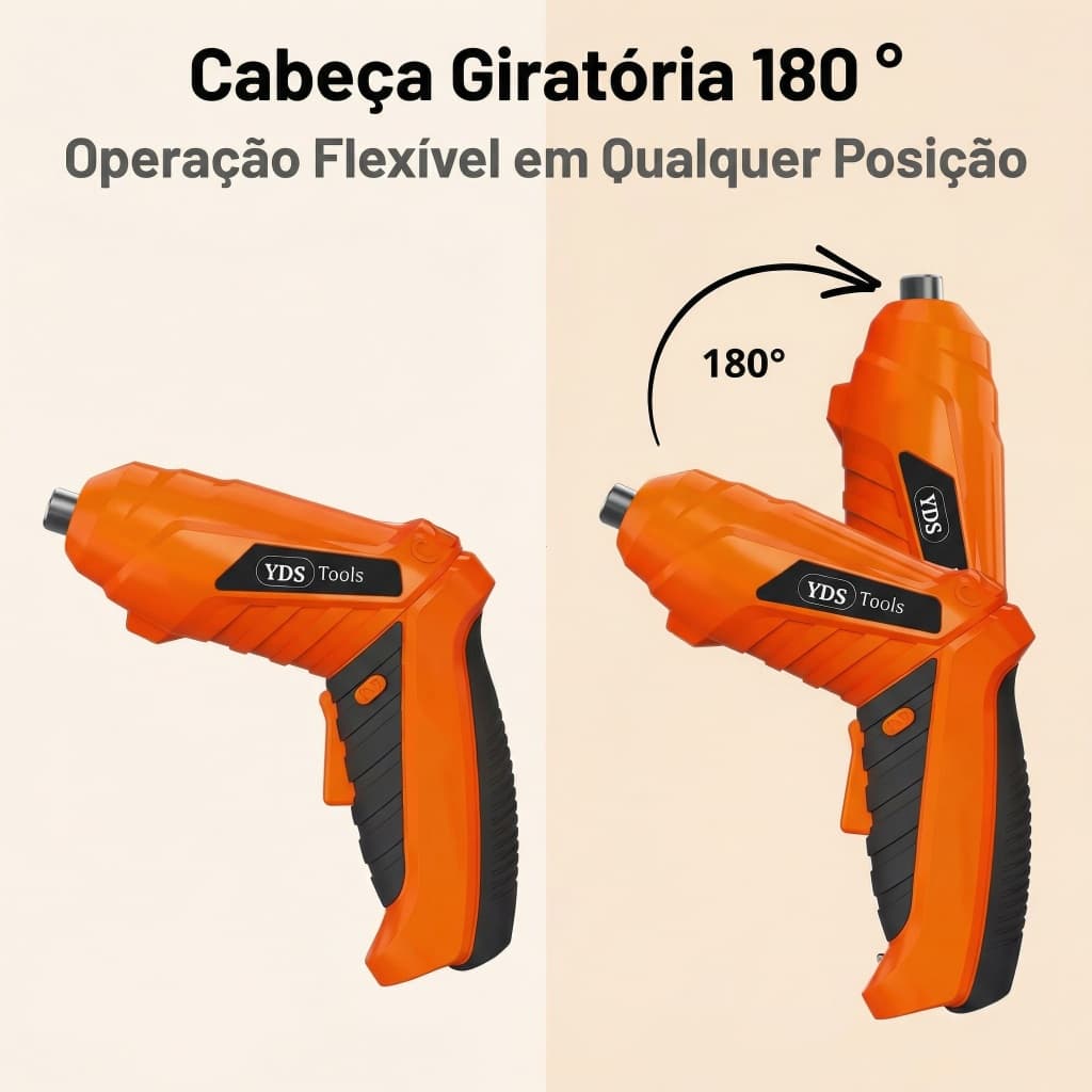 Kit de Parafusadeira Elétrica Mini 180°Giratória,Multi-Pontas,Cofre de Armazenamento,Facilita Manutenção de Elétrica,Móv