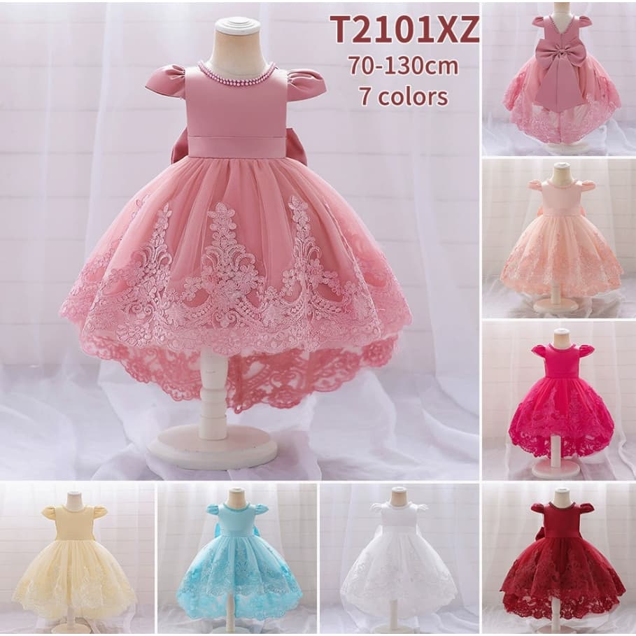 Meninas vestido bordado gaze Pettiskirt arco aniversário vestido de princesa bebê um ano de idade