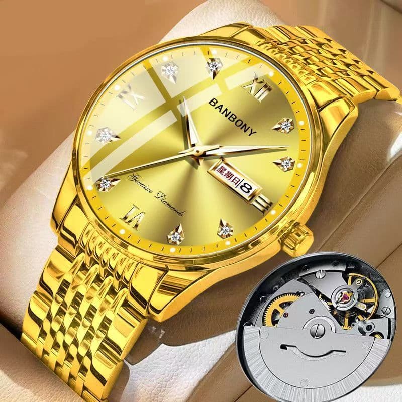 Relógio de diamante luminoso Original suíço relógio mecânico totalmente automático masculino relógio à prova d'água da m