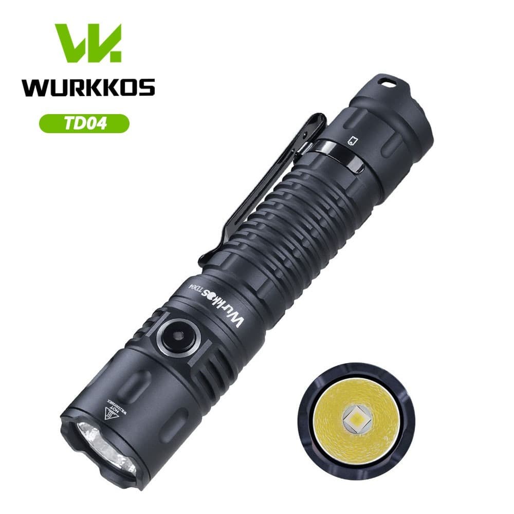 Wurkkos TD04 Lanterna Tática XHP50D HI Luzes LED Com Porta Recarregável USBC Perfuração De Fraldas 21700 Mastigação