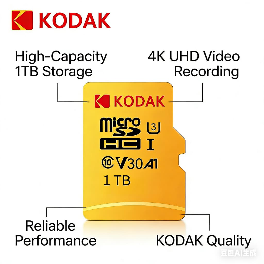Cartão De Memória Kodak Micro SD 256GB 512GB 1TB 2TB U3 Classe 10 Cartões Flash TF De Alta Velocidade Para Computador