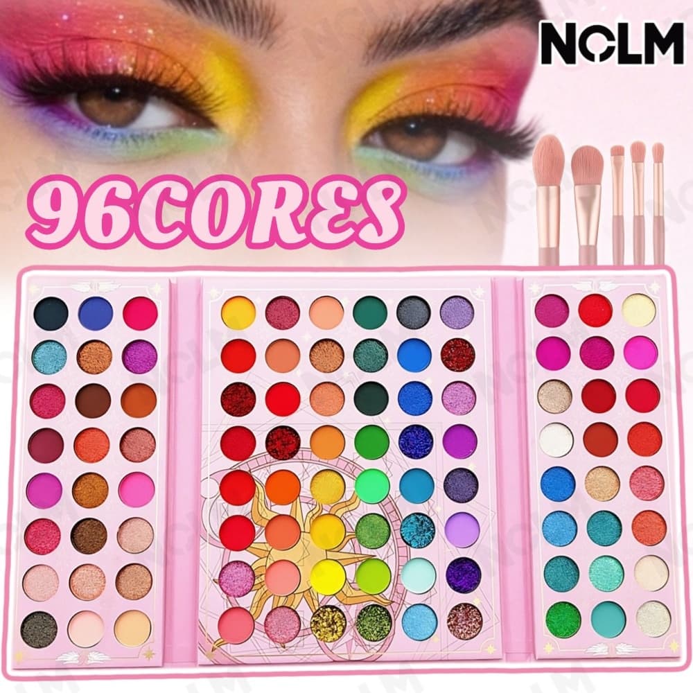 Paleta de Sombra 96 Cores Fosca Perolada Glitter Alta Pigmentação Longa Duração Validade Até 2029
