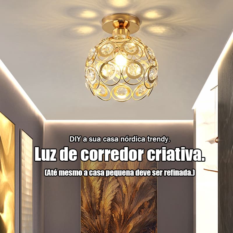 Lustre de cristal luxuoso em estilo minimalista moderno, ideal para salas de estar, varandas e corredores 110 V–220 V