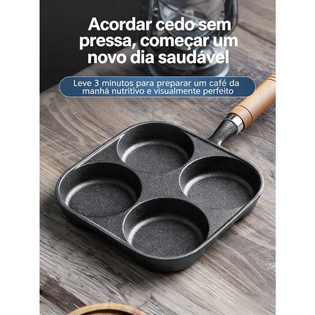 Frigideira antiaderente de 4 furos, usando revestimento de pedra importado, omeletes Meanthenquanto, hambúrgueres, panqu