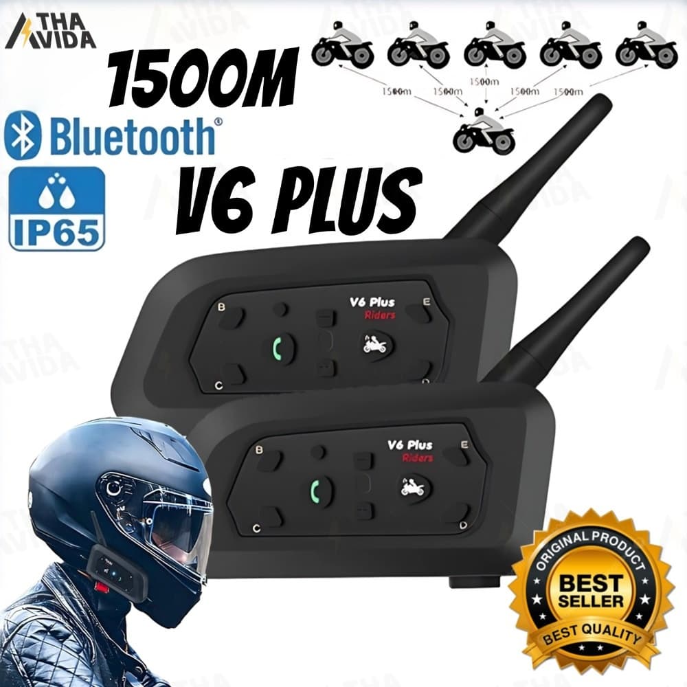 V6 Plus Mais Intercomunicador Bluetooth para Capacete de Motocicleta Alcance 1500m